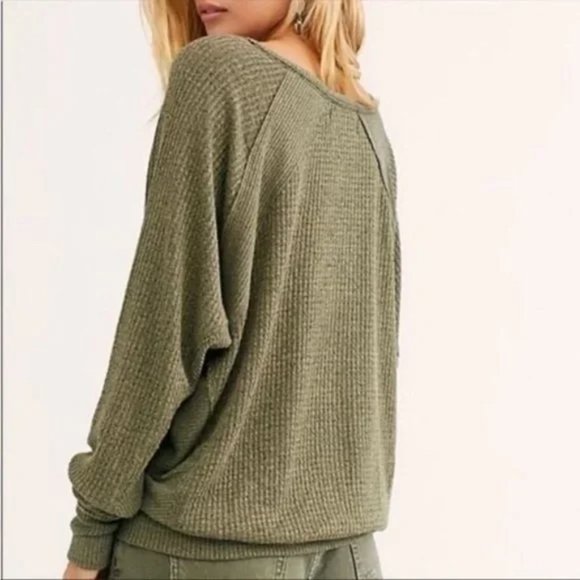 Free People Santa Clara Thermal Tee Ferngully Size L NWT - Picture 3 of 8